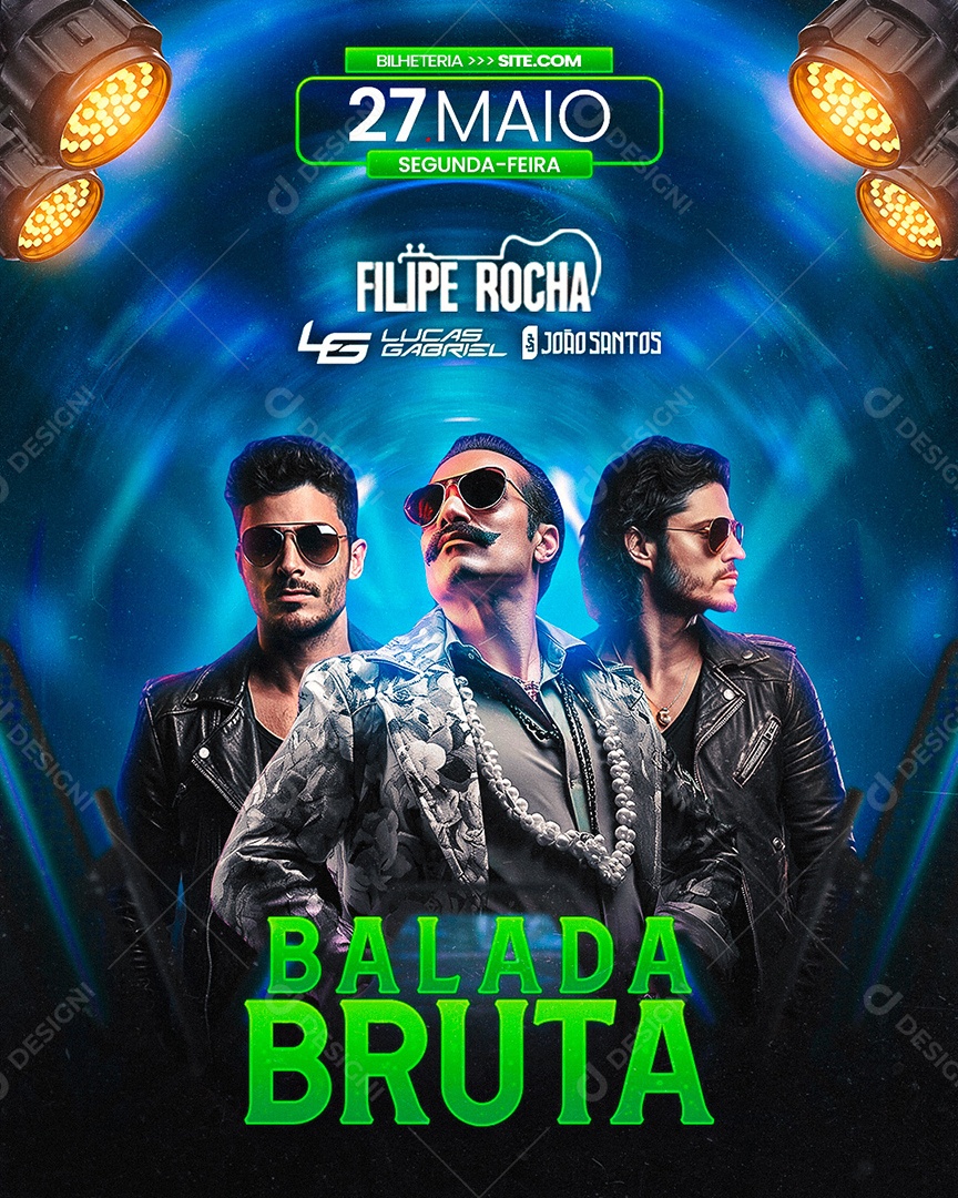 Flyer Balada Bruta Felipe Rocha Lucas Gabriel João Santos Social Media PSD Editável