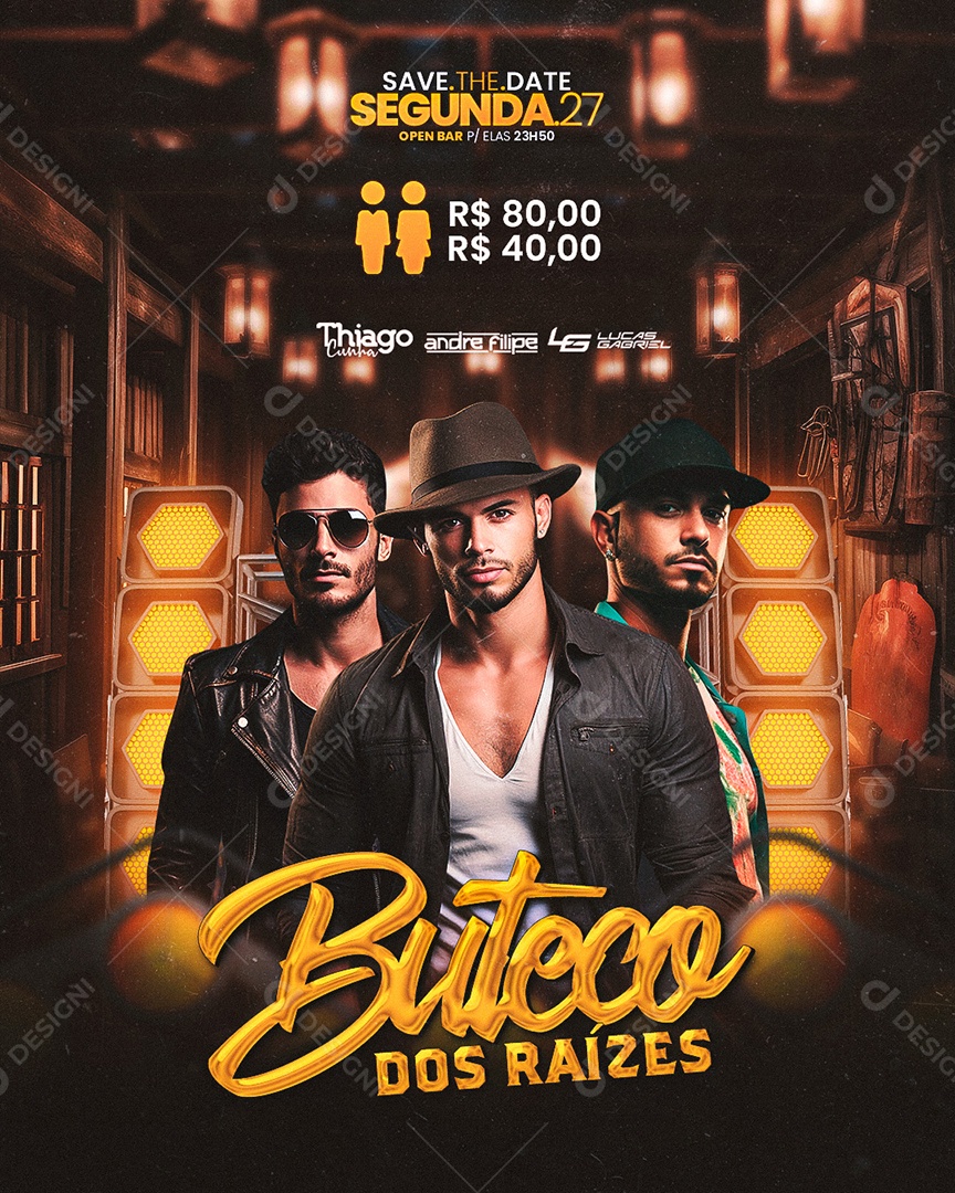 Flyer Buteco Dos Raízes Social Media PSD Editável