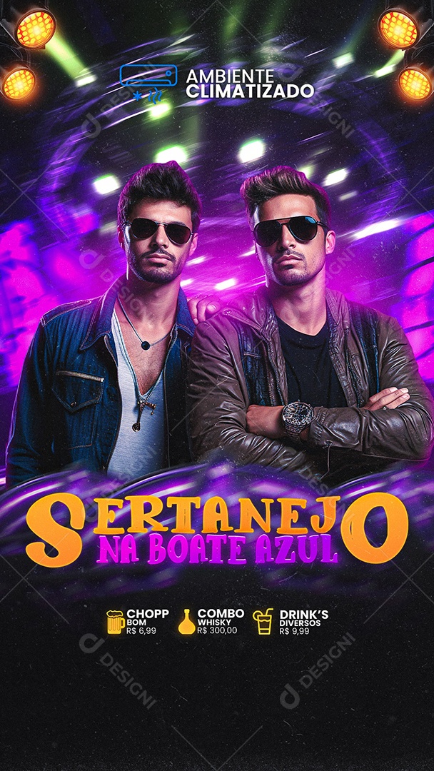 Story Flyer Sertanejo na Boate Azul Social Media PSD Editável