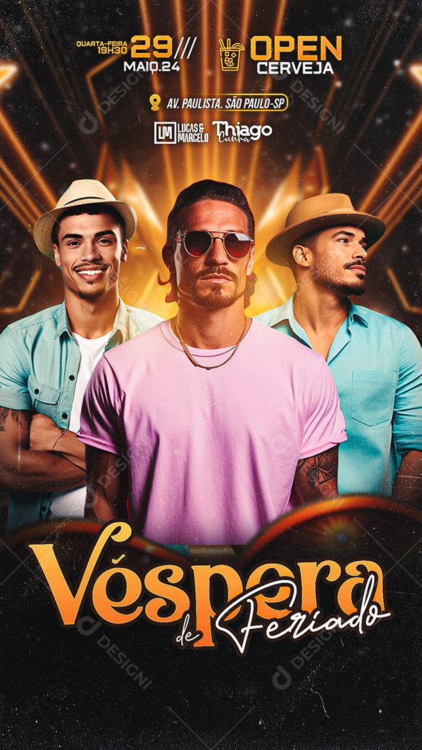 Story Flyer Véspera de Feriado Lucas e Marcelo Thiago Cunha Social Media PSD Editável
