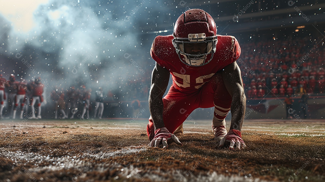 Jogador de futebol americano em ação durante um jogo
