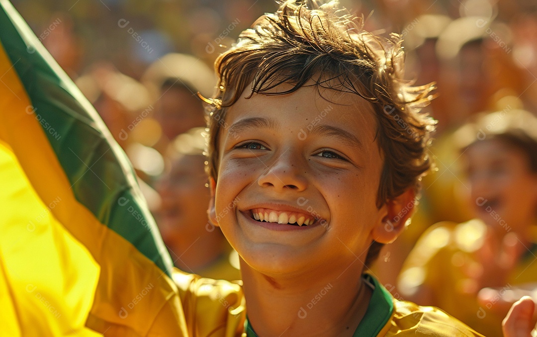 Um menino torcedor do brasil