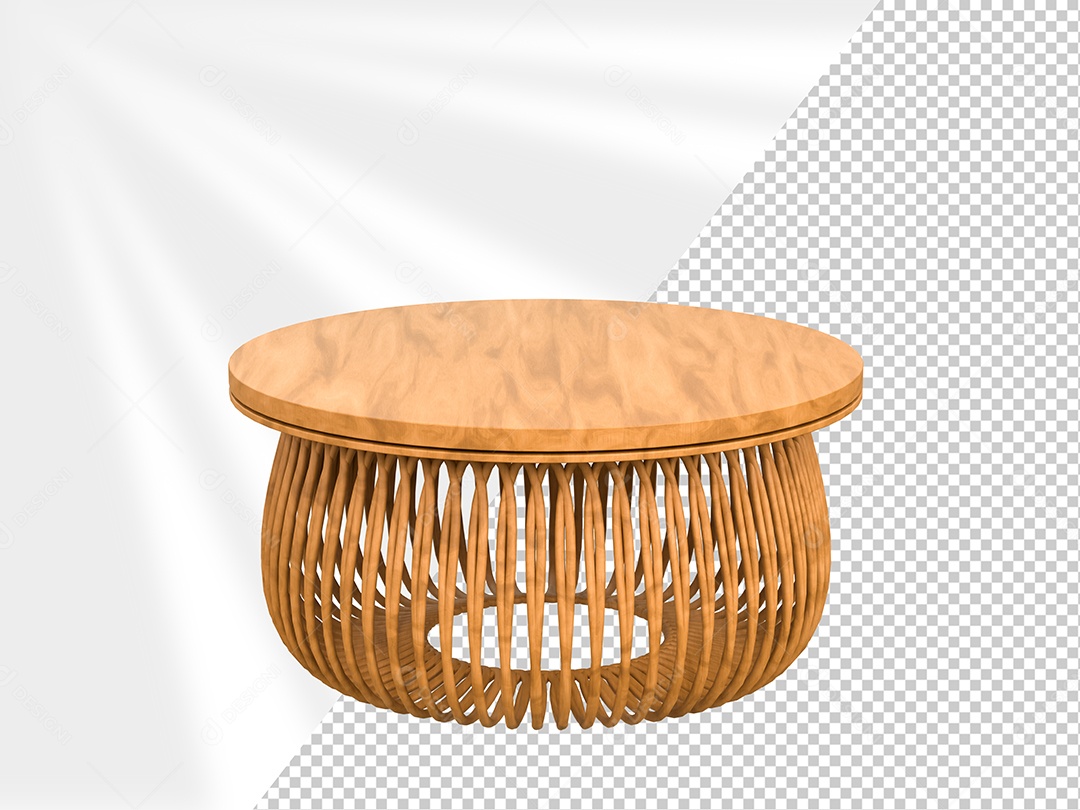 Mesa de Centro de Madeira Elemento 3D para Composição PSD
