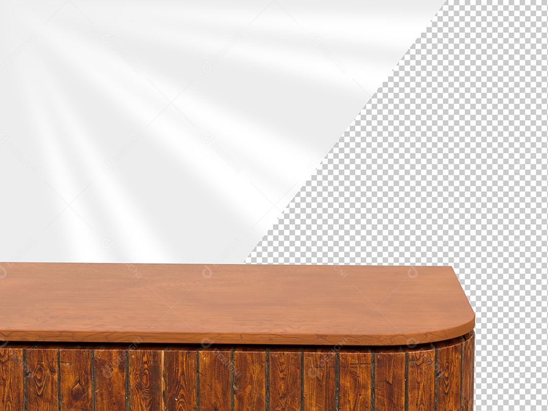 Aparador de Madeira Lisa Elemento 3D para Composição PSD