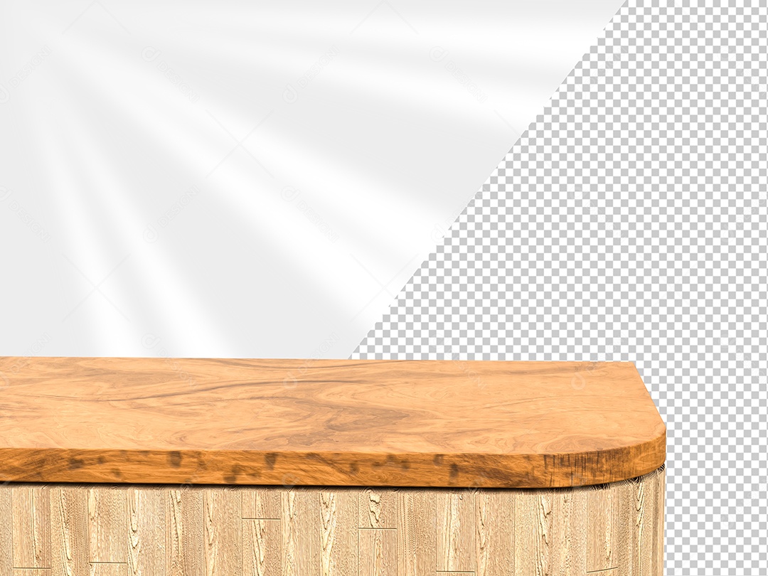 Aparador Base de Madeira Elemento 3D para Composição PSD