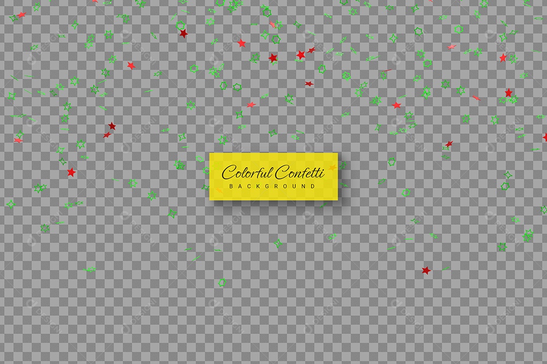 Enfeite de Confete Elemento 3D Verde e Vermelho para Composição PSD