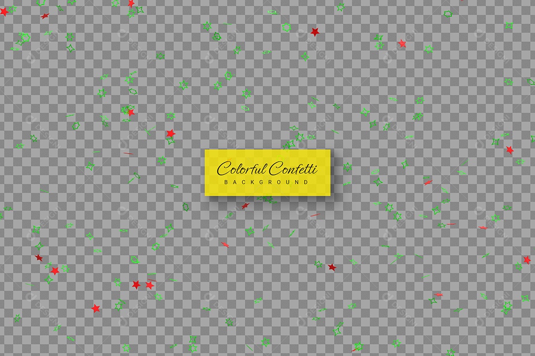 Confete de Estrelas Elemento 3D Verde e Vermelho para Composição PSD