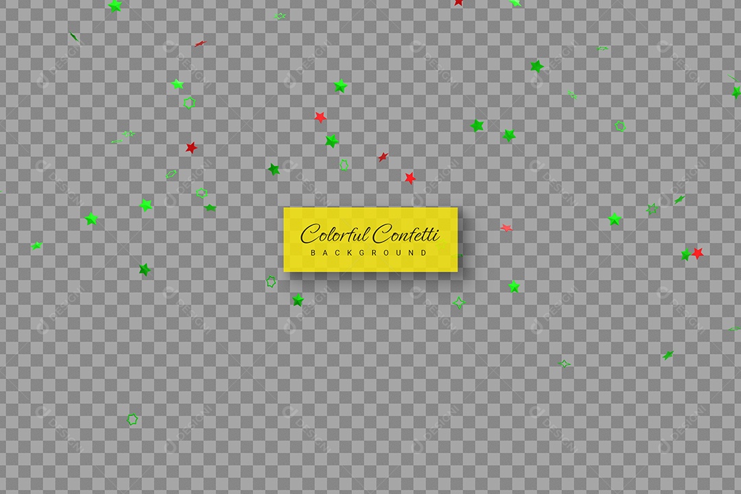 Confete Formato de Estrela Elemento 3D Verde e Vermelho para Composição PSD