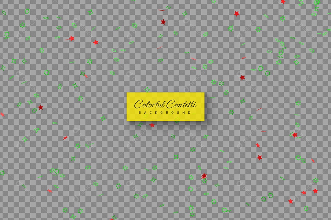 Confetes Elemento 3D Verde e Vermelho para Composição PSD