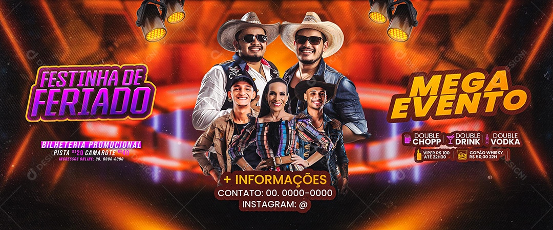 Carrossel Flyer Festinha de Feriado Mega Evento Social Media PSD Editável