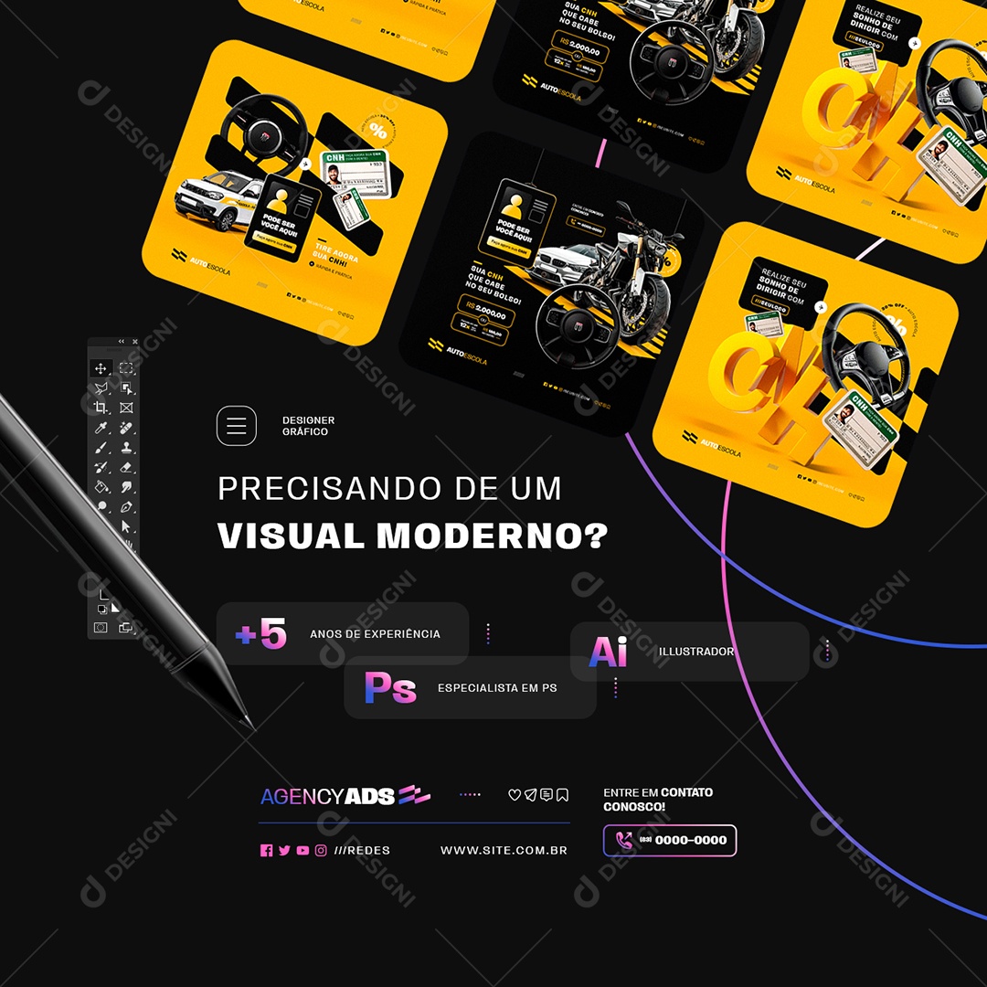 Designer Gráfico Precisando de Um Visual Moderno Social Media PSD Editável