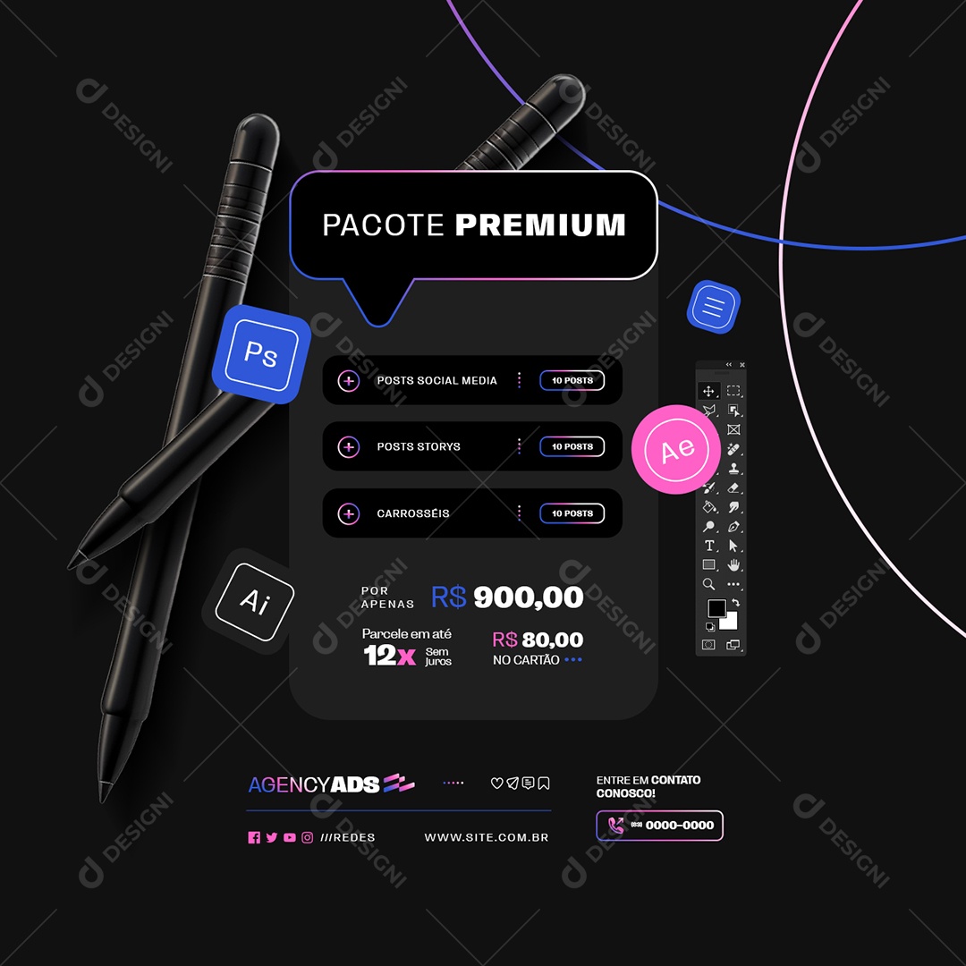 Designer Gráfico Pacote Premium Post Social Media PSD Editável