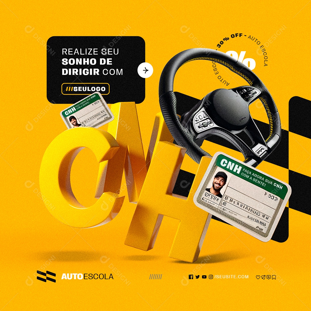 Autoescola Realize seu Sonho de Dirigir Social Media PSD Editável