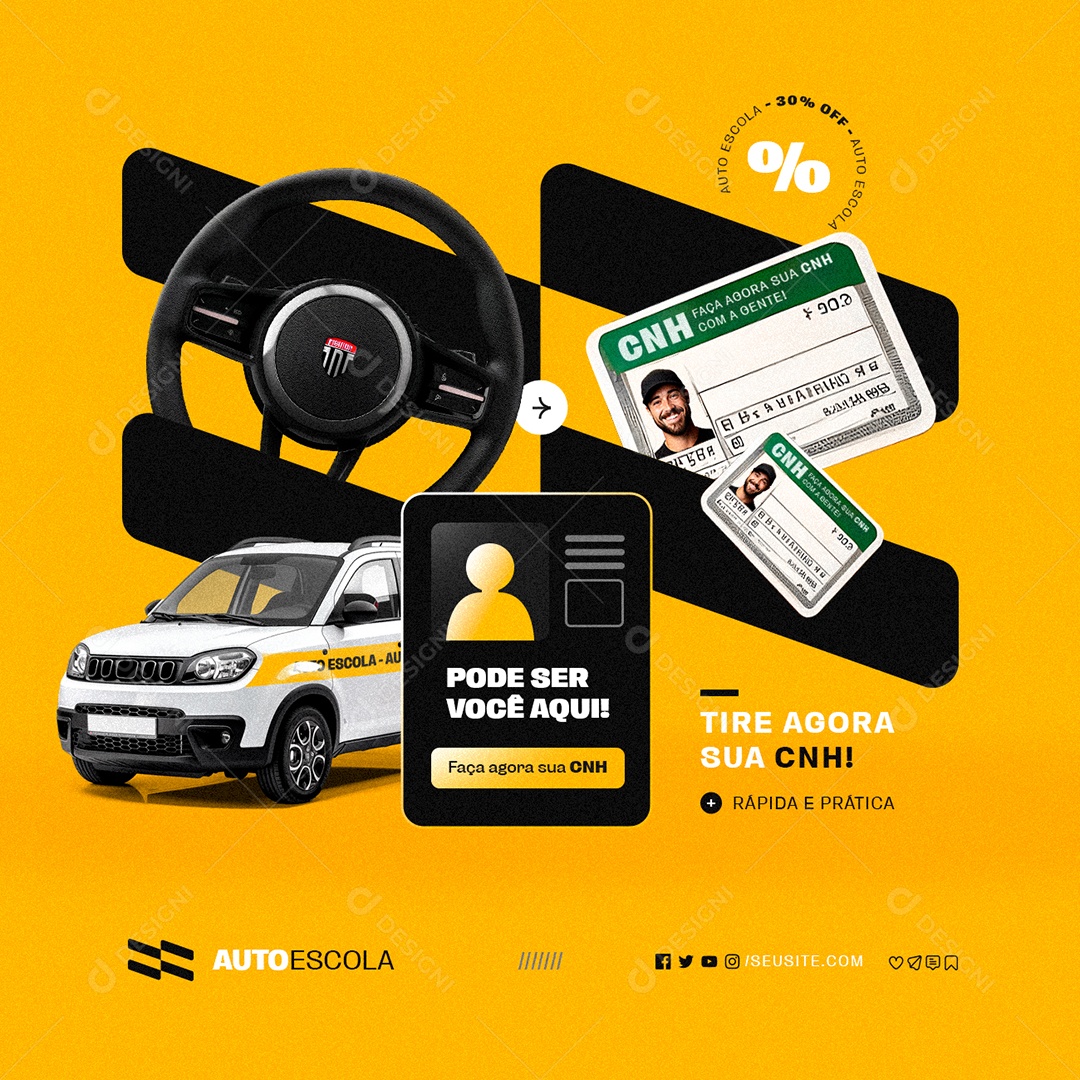 Autoescola Tire sua CNH Rápida Prática Social Media PSD Editável