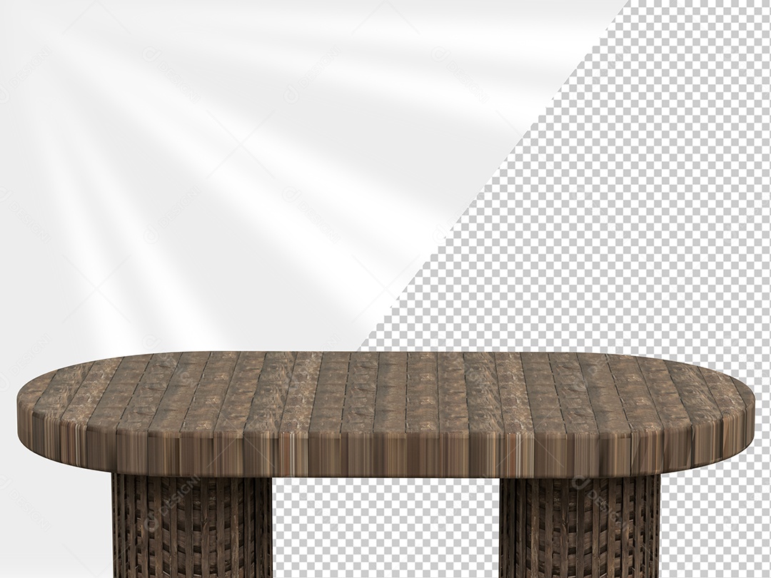 Mesa Decoração Base de Madeira Elemento 3D para Composição PSD