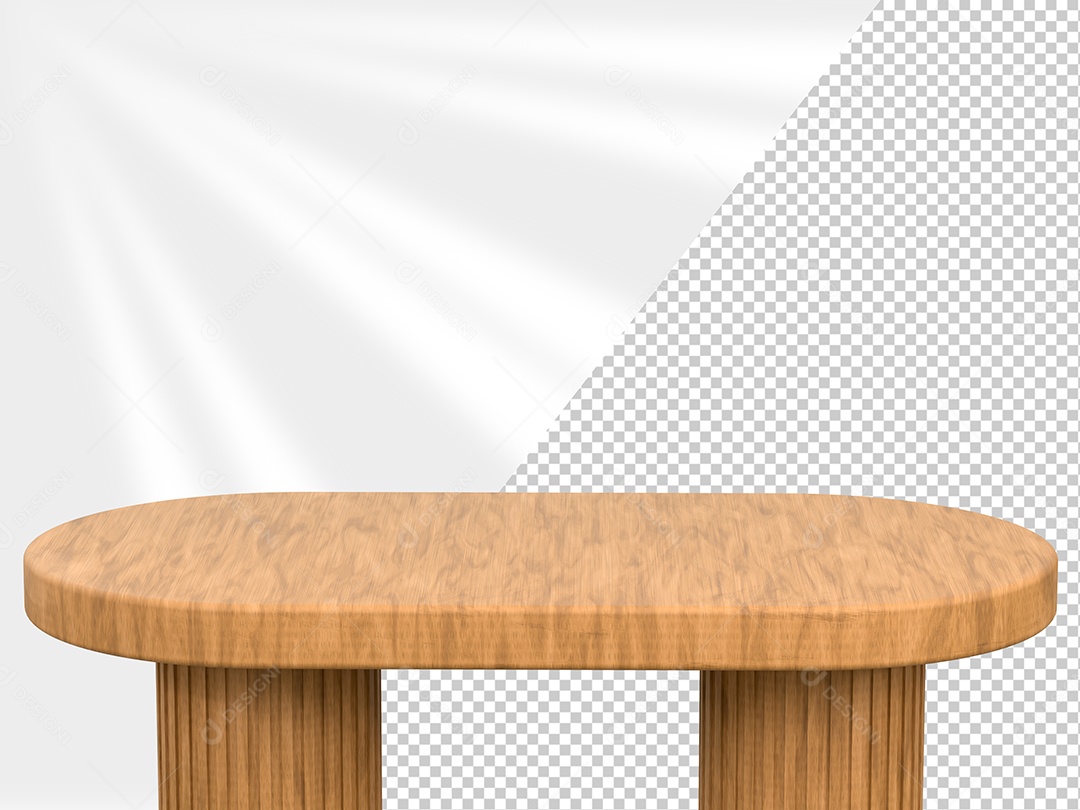 Mesa Decoração de Madeira Elemento 3D para Composição PSD