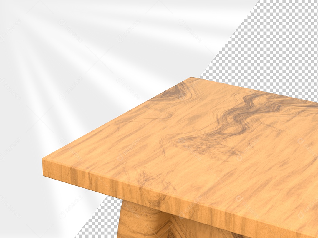 Mesa Base de Madeira Elemento 3D para Composição PSD