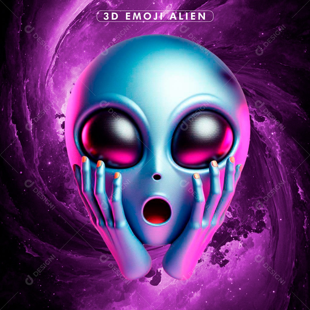 Emoji Alien Azul Para Composição PSD