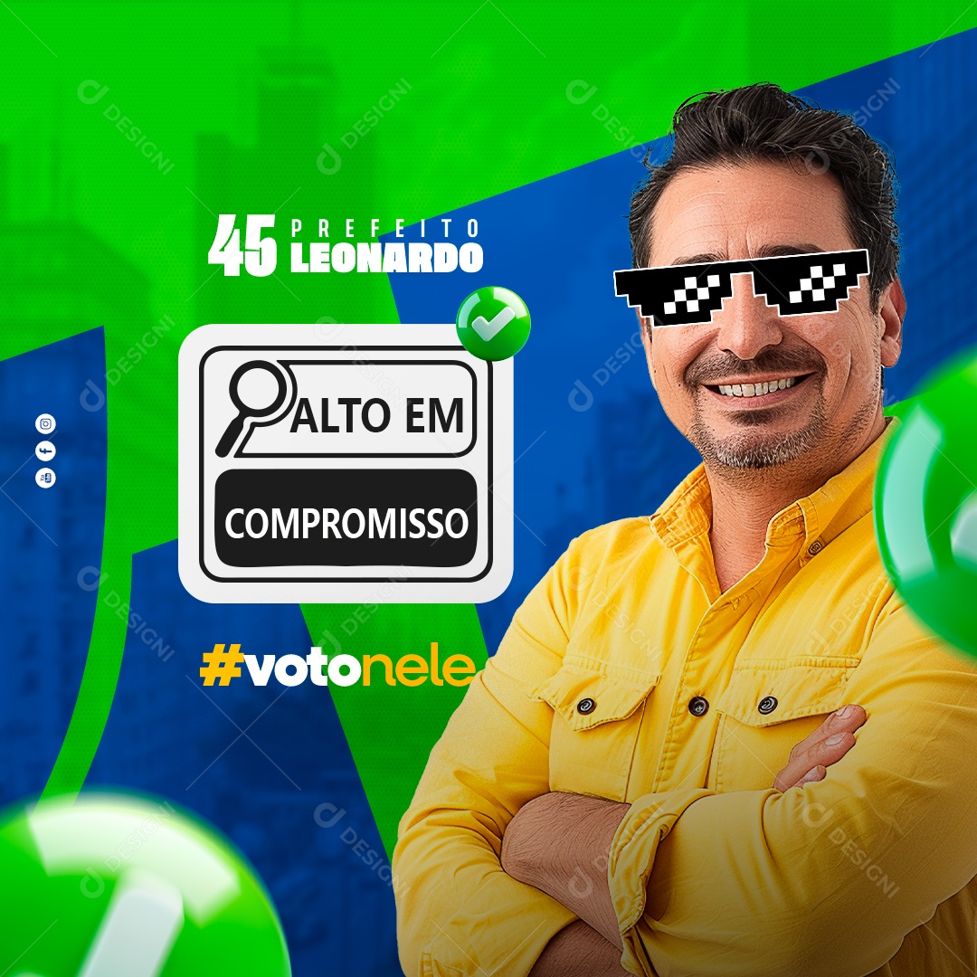 Política Prefeito Leornado Voto Nele Social Media PSD Editável