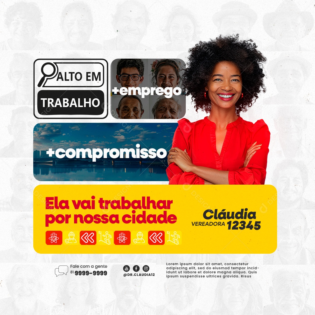 Política Ela vai Trabalhar por nossa Cidade Social Media PSD Editável