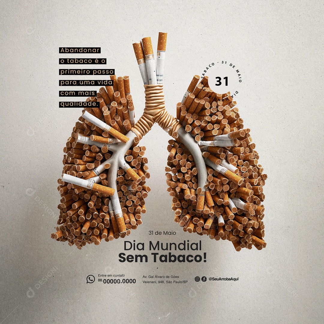 Dia Mundial Sem Tabaco 31 de Maio Social Media PSD Editável