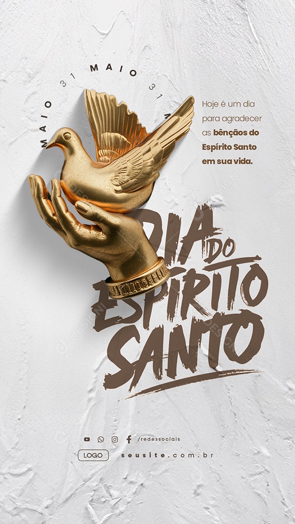 Story Dia do Espirito Santo 31 de Maio Hoje é Dia para Agradecer Social Media PSD Editável