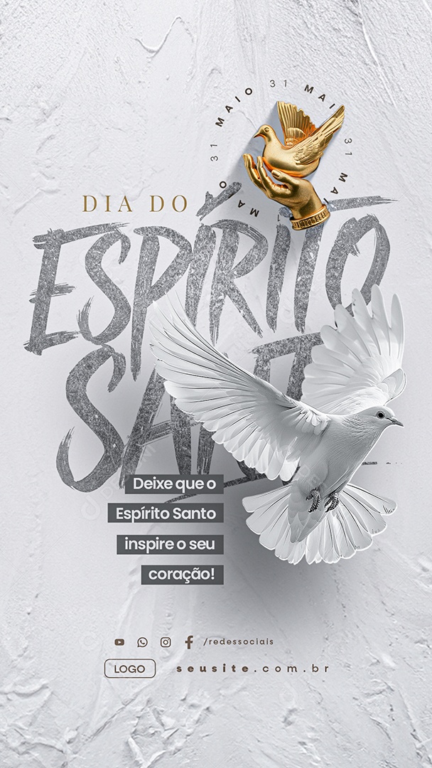 Story Dia do Espirito Santo 31 de Maio Inspire o Seu Coração Social Media PSD Editável