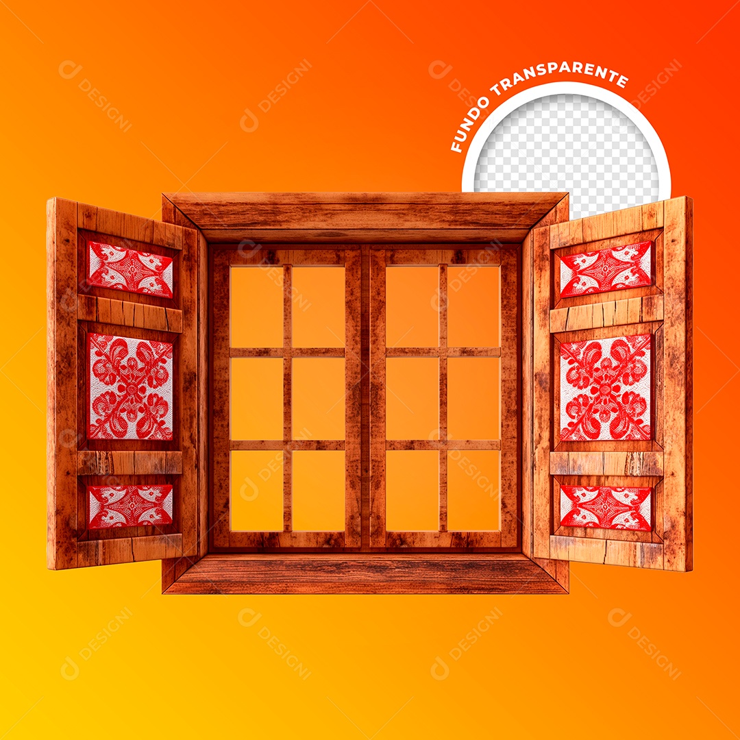 Elemento 3D de Janela para Festa Junina