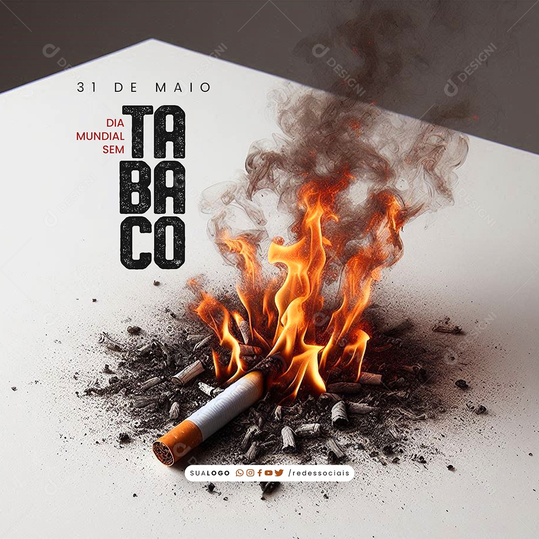 Dia Mundial Sem Tabaco 31 de Maio Social Media PSD Editável