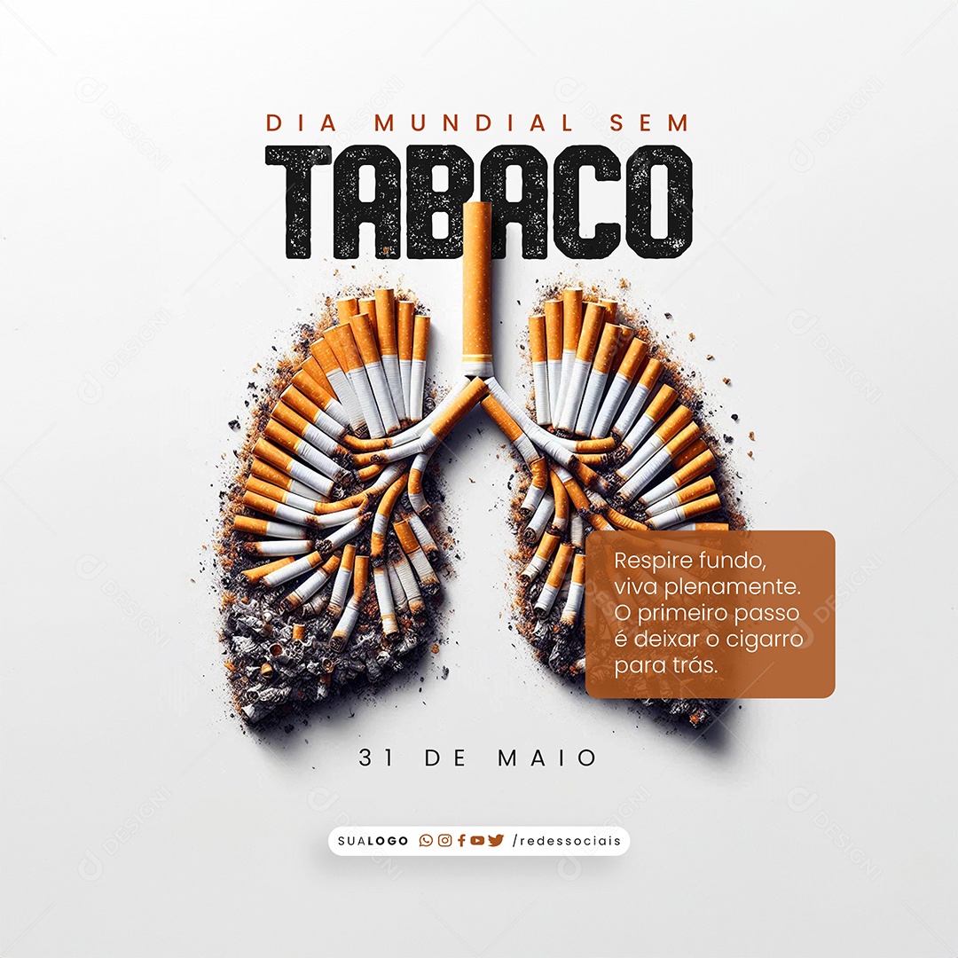 Dia Mundial Sem Tabaco Respire Fundo Social Media PSD Editável