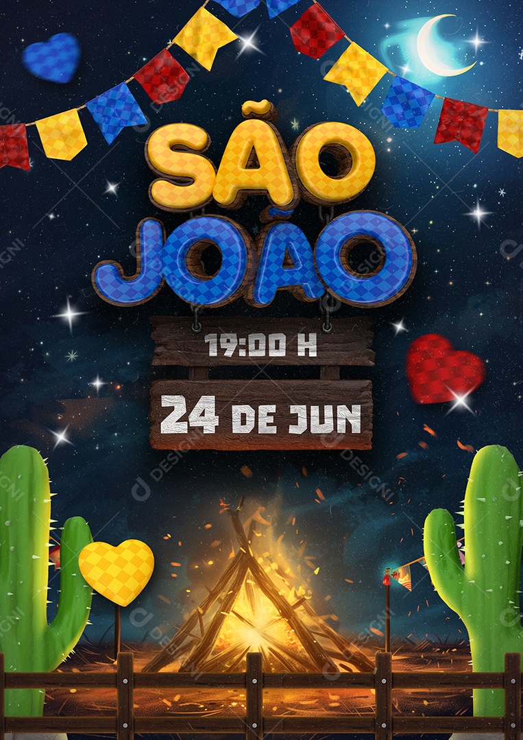 Flyer São João Festa Junina Evento Social Media PSD Editável