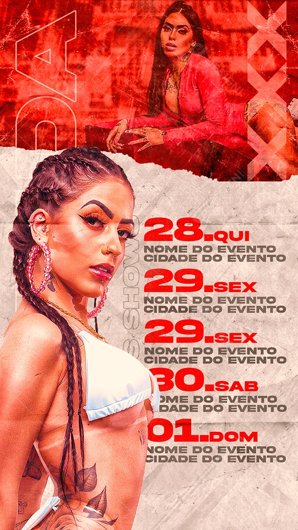 Agenda Semanal de Shows Social Media PSD Editável