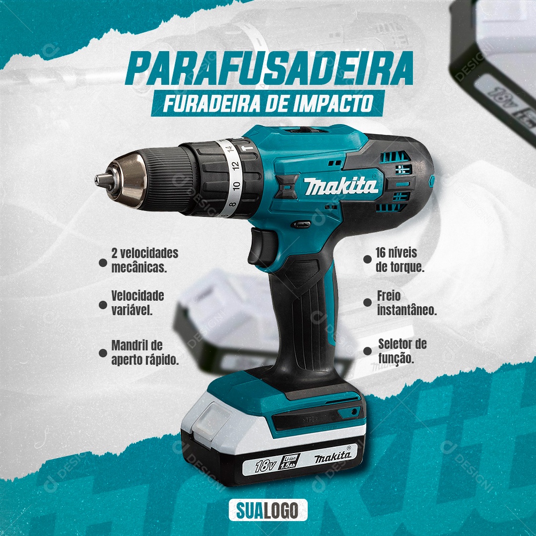 Social Media Produtos Makita Parafusadeira PSD Editável