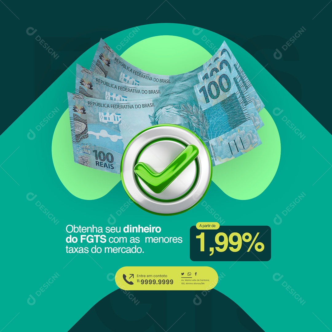 FGTS Obtenha seu Dinheiro do FGTS com As Menores Taxas Social Media PSD Editável