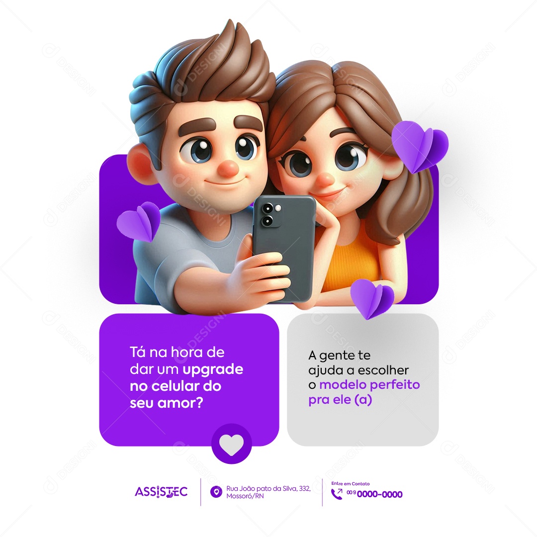 Assistência Técnica Oferta Dia dos Namorados Dar um Upgrade no Celular Social Media PSD Editável