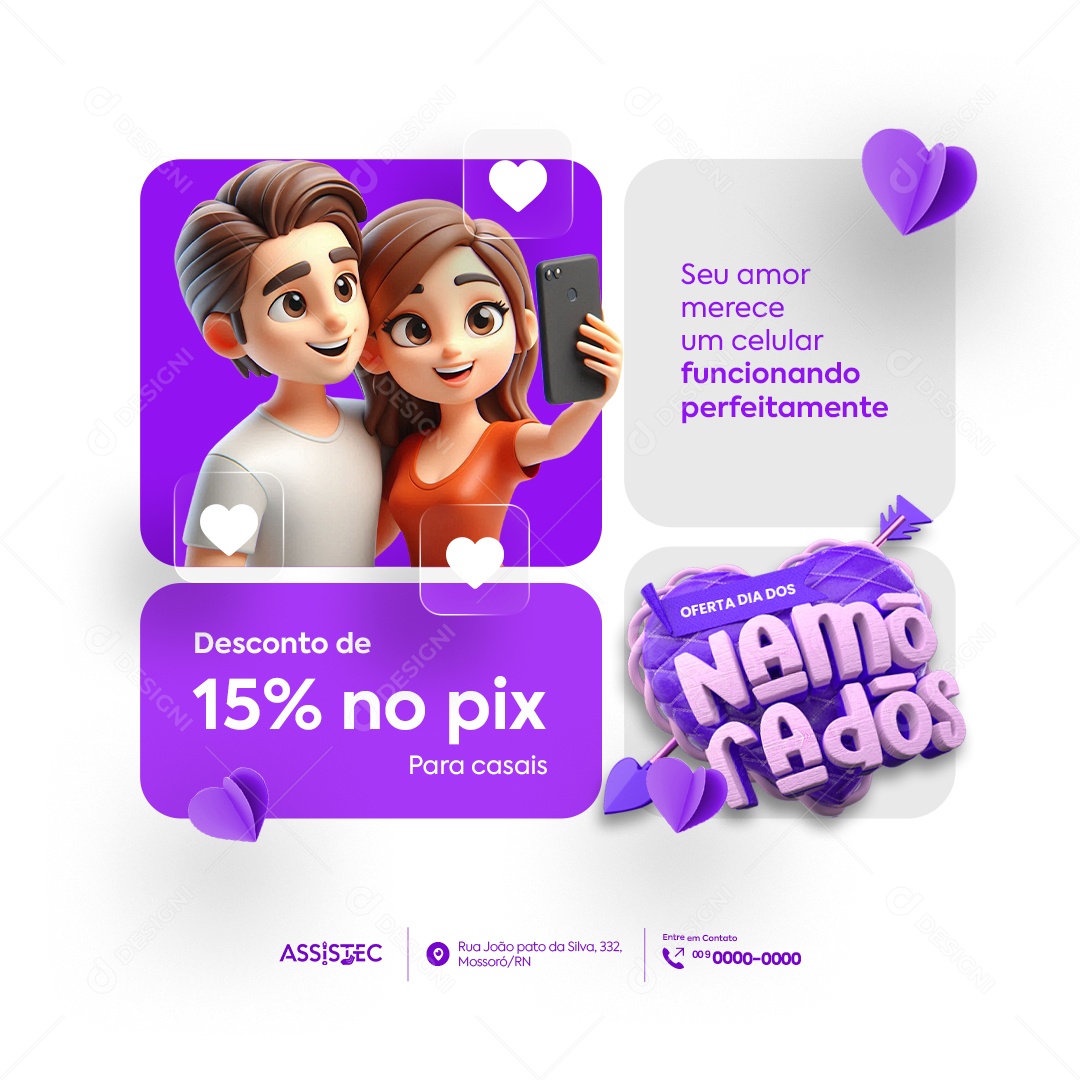 Assistência Técnica Oferta Dia dos Namorados Seu Amor Merece um Celular Social Media PSD Editável