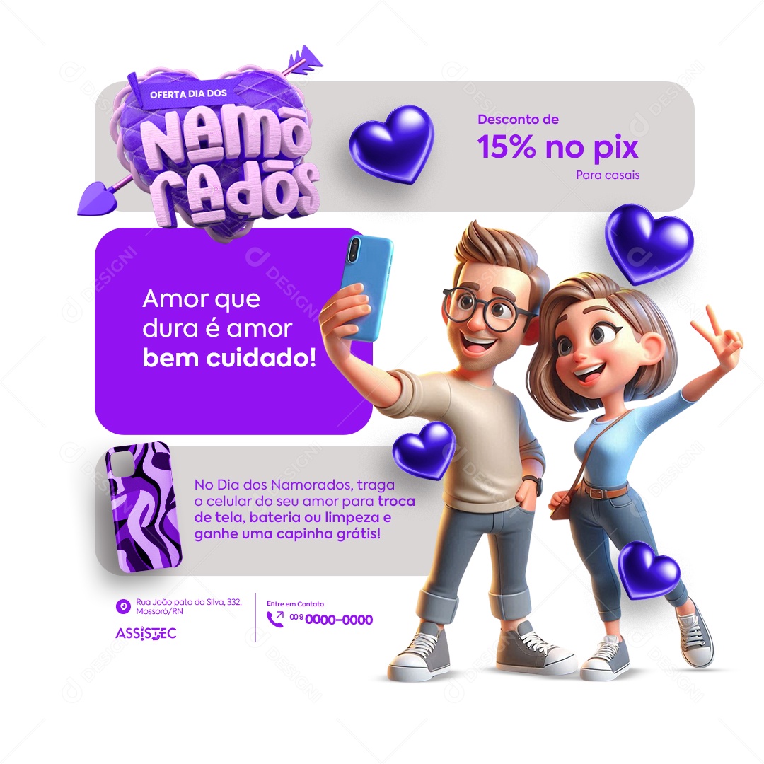 Assistência Técnica Oferta Dia dos Namorados Desconto de 15% no Pix Social Media PSD Editável