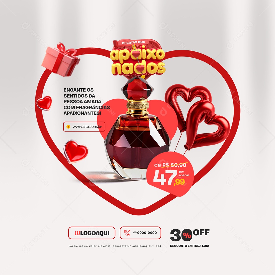 Ofertas dos Apaixonados Encante os Sentidos Perfume Fragrância Social Media PSD Editável
