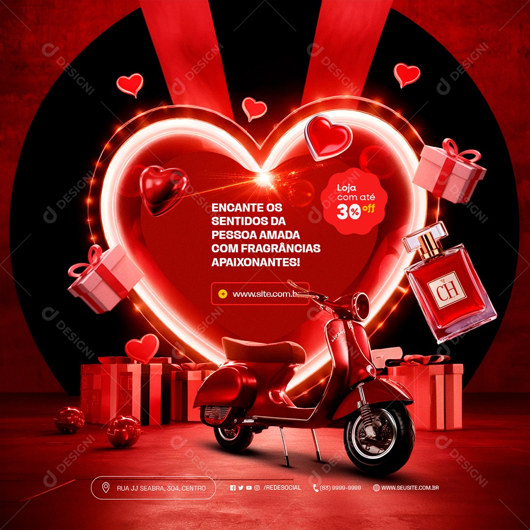 Semana dos Namorados Loja Perfume Fragrâncias Apaixonantes Presentes Social Media PSD Editável
