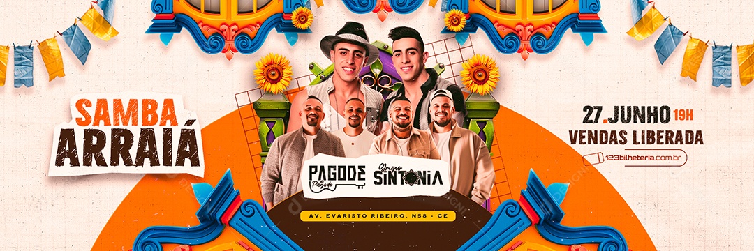 Carrossel Flyer Samba Arraiá Pagode do Pagode Social Media PSD Editável
