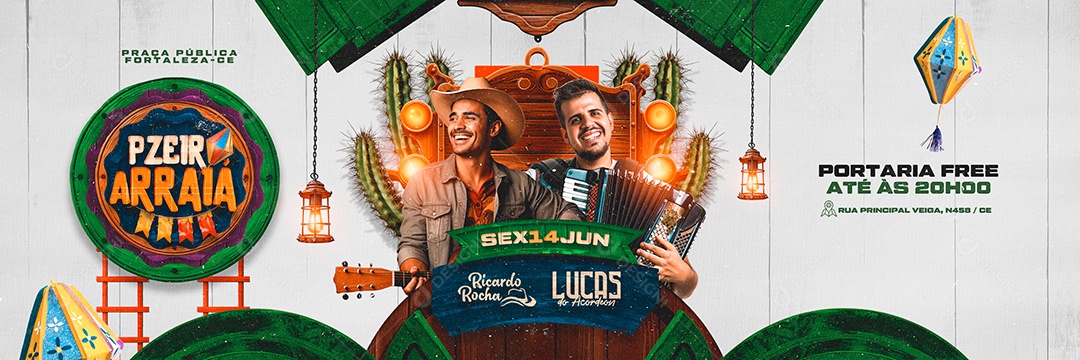 Carrossel Flyer Pzeiro Arraiá Ricardo Rocha Lucas do Acordeon Social Media PSD Editável