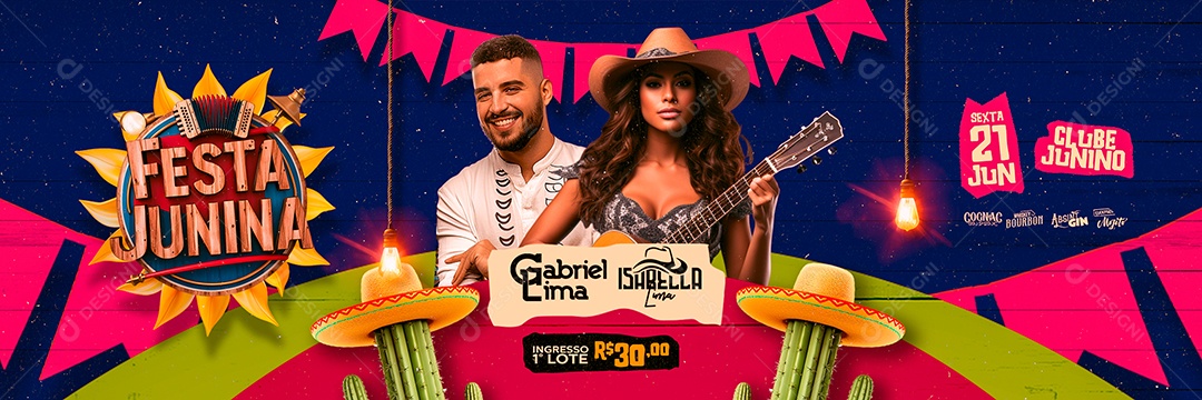 Carrossel Flyer Festa Junina Gabriel Lima Isabella Lima Social Media PSD Editável