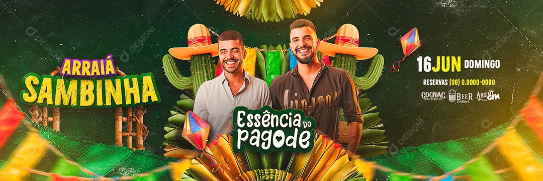 Carrossel Flyer Arraiá Sambinha Essência do Pagode Social Media PSD Editável