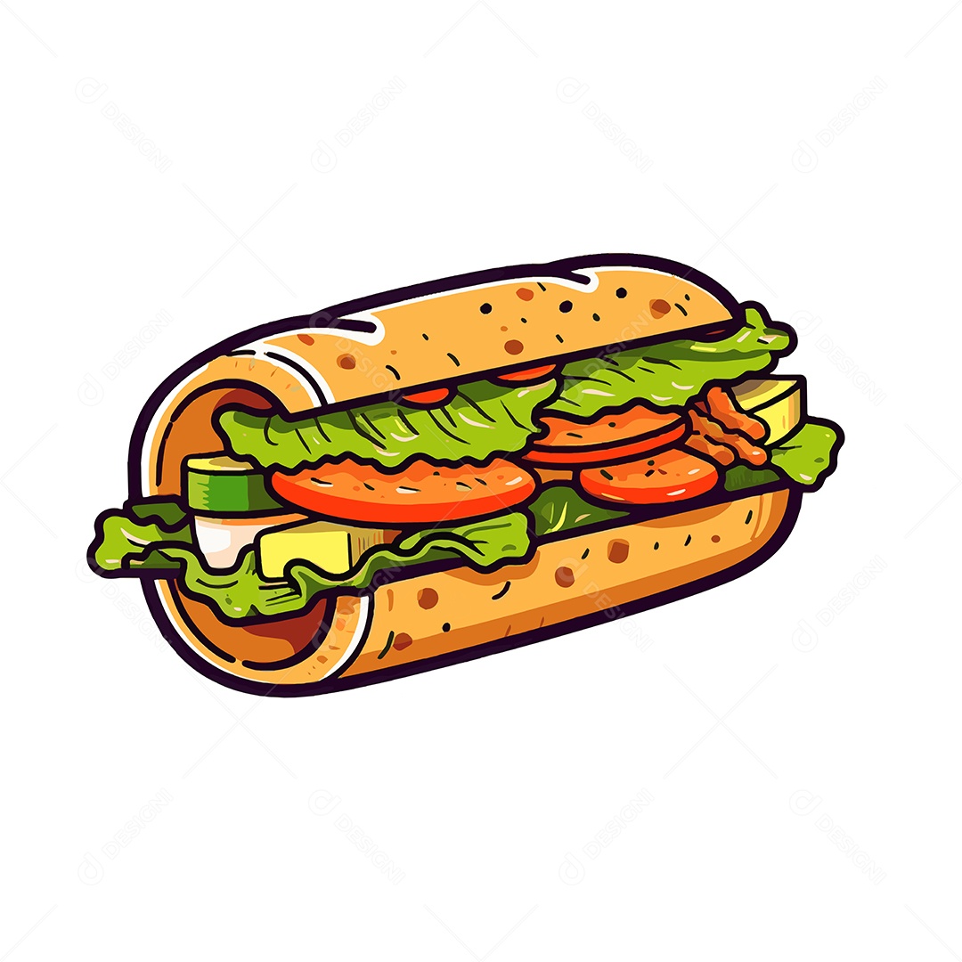 Banh Mi Sanduiche Ilustração Vetor EPS