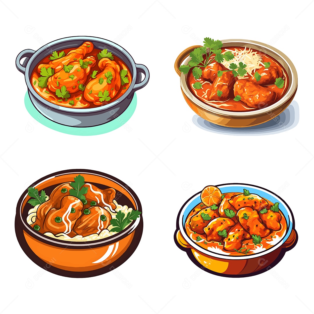 Frango com Manteiga Ilustração Vetor EPS