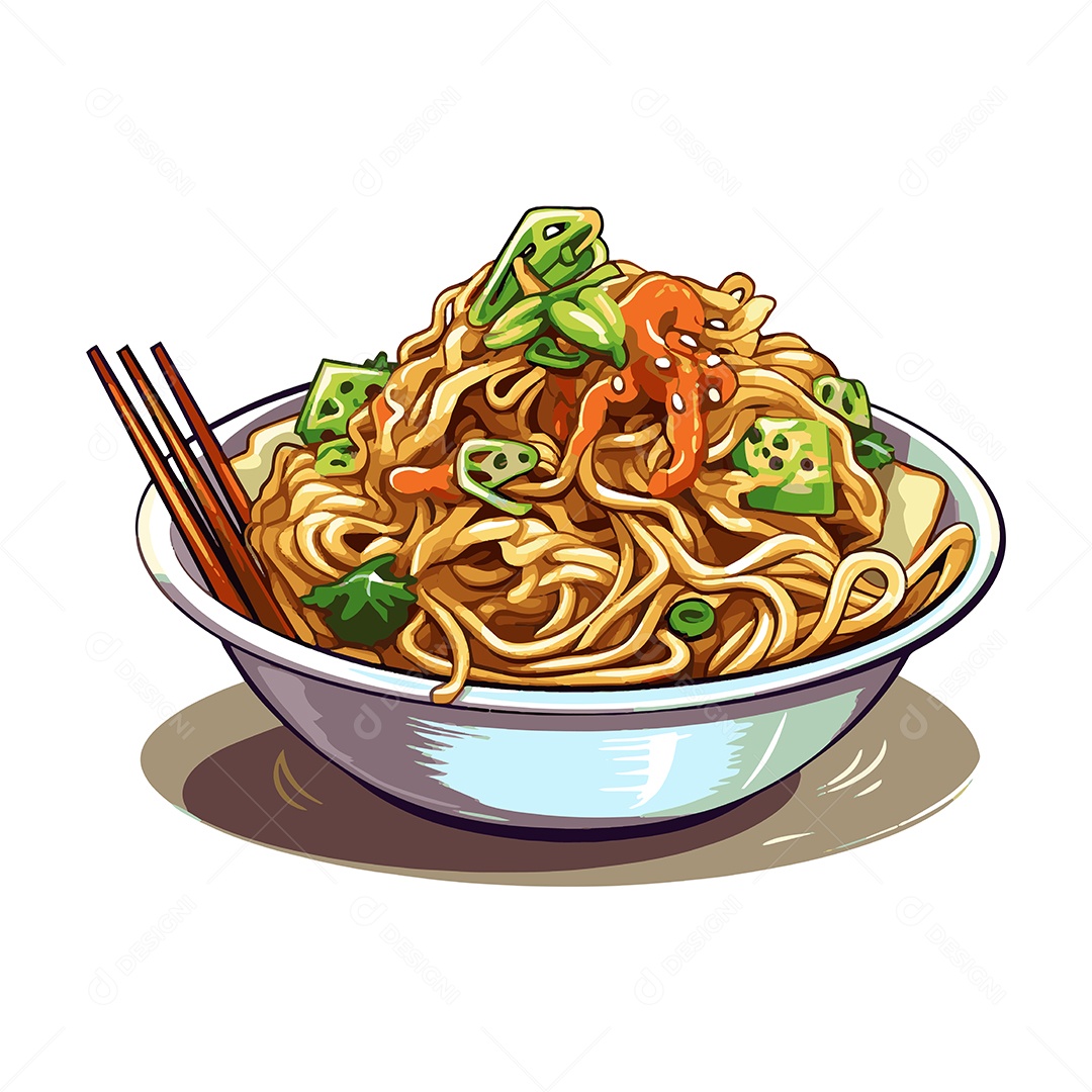 Chow Mein Ilustração Vetor EPS