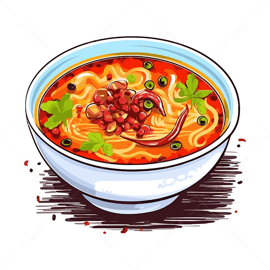 Sichuan Sopa Chinesa Ilustração Vetor EPS