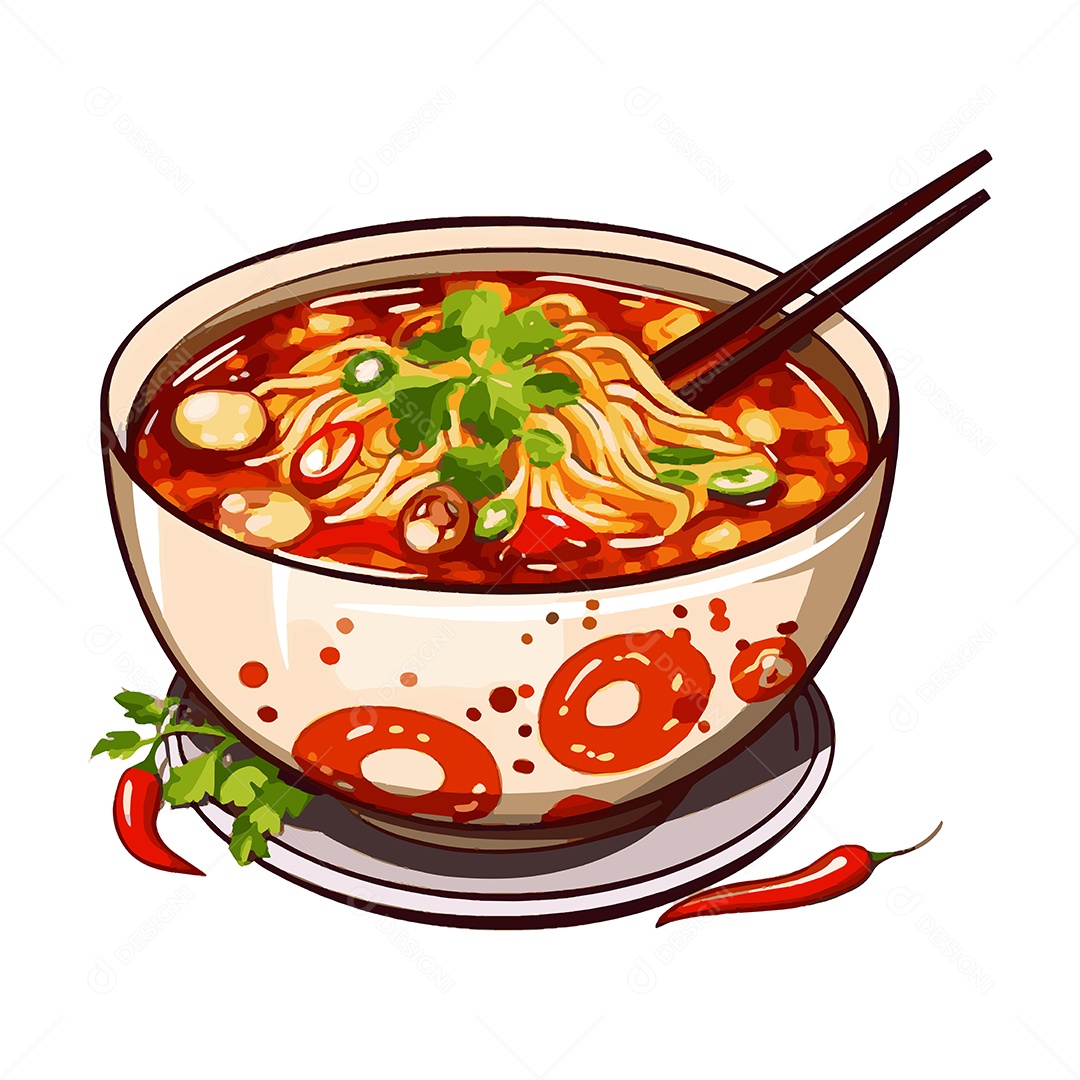 Sichuan Sopa Chinesa Ilustração Vetor EPS