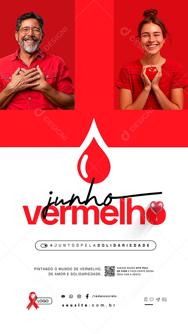 Story Junho Vermelho Juntos Pela Solidariedade Social Media PSD Editável