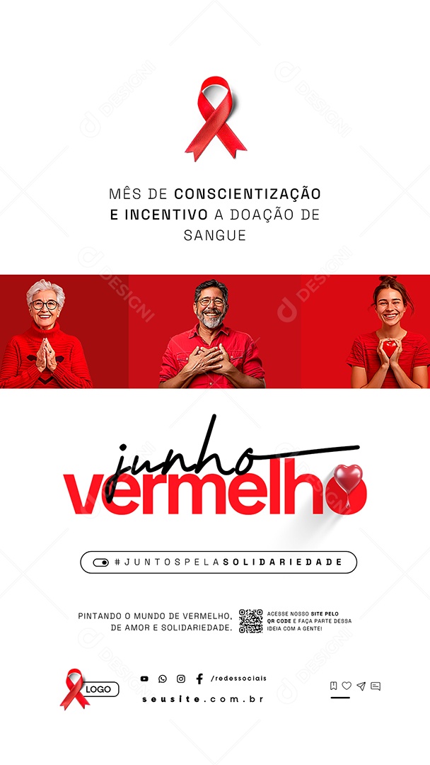Story Junho Vermelho Mês de Conscientização e Incentivo a Doação Social Media PSD Editável